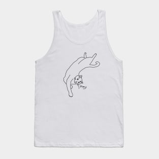 Relaxed 'Hey' Cat Line Drawing Tank Top